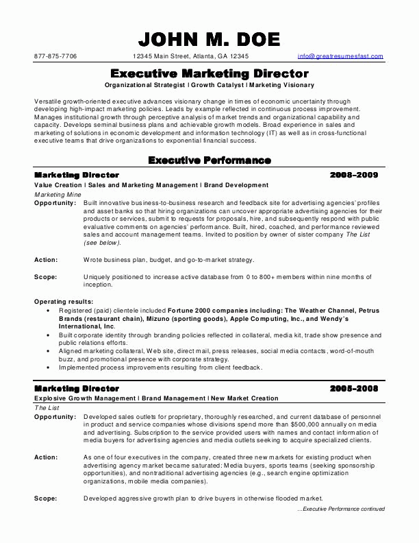 Resume examples marketing director